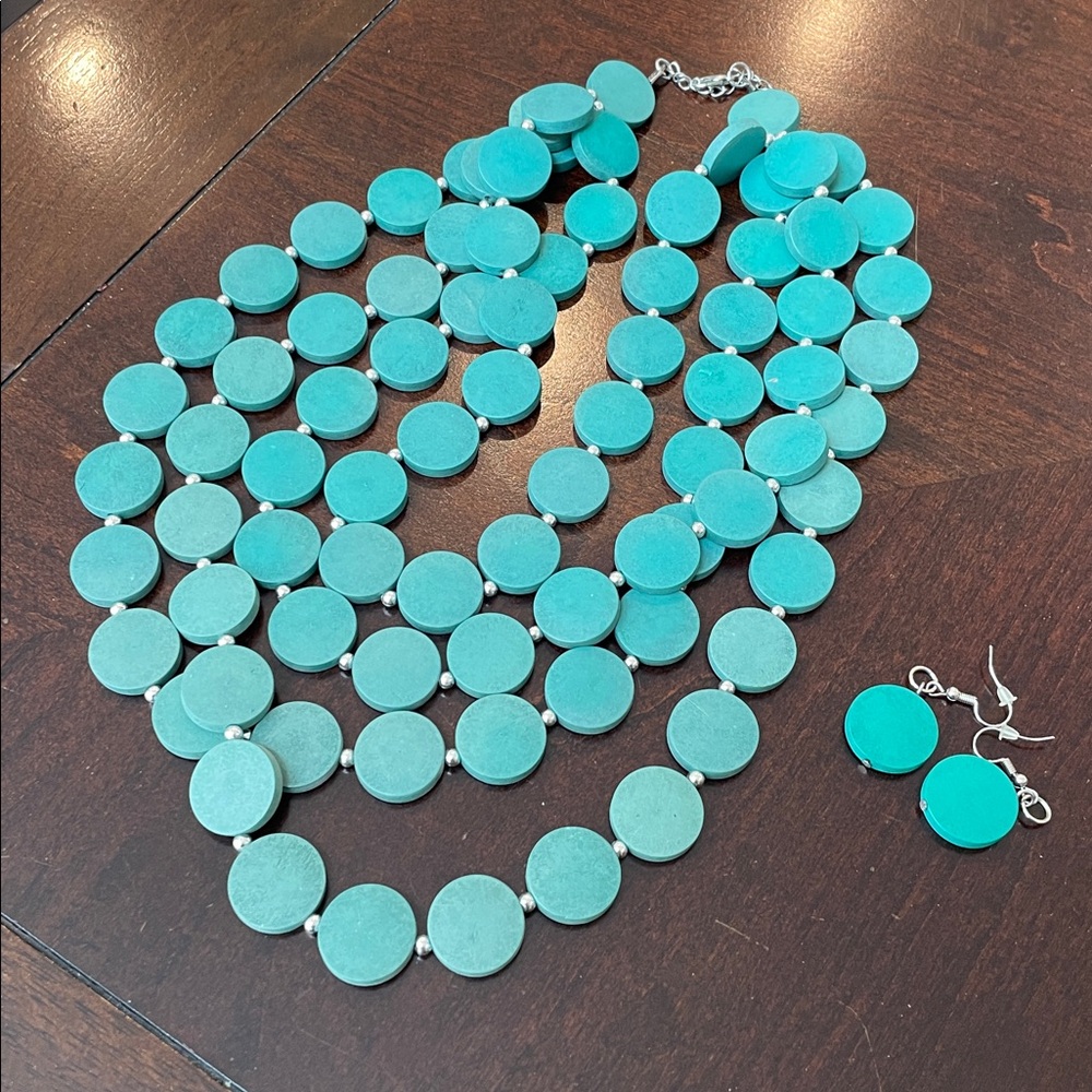 Turquoise Disc Necklace and Earring Set